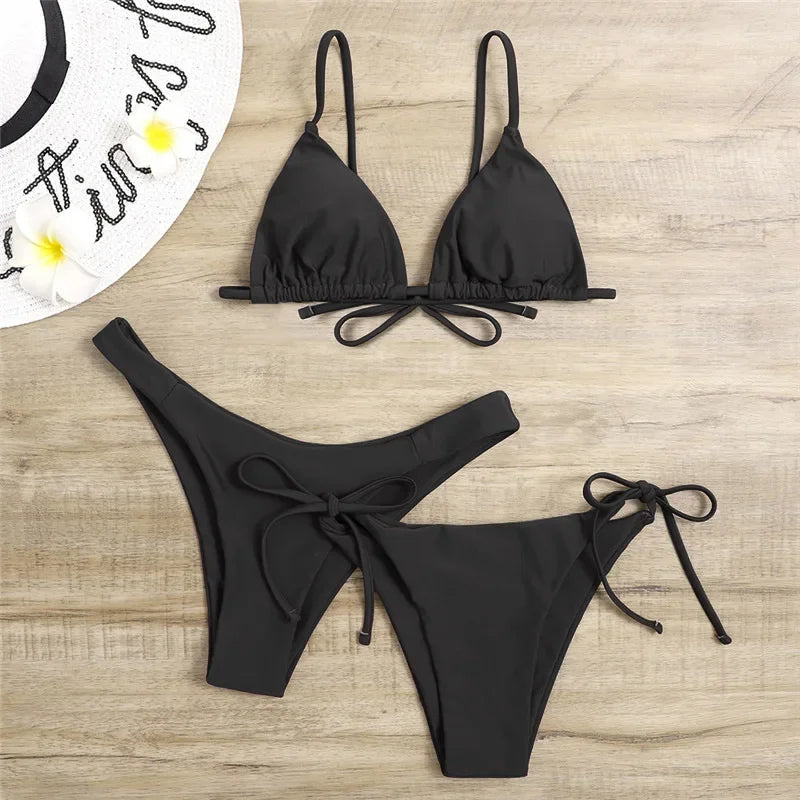 Bikini 3 Pièces Bandage Push-Up