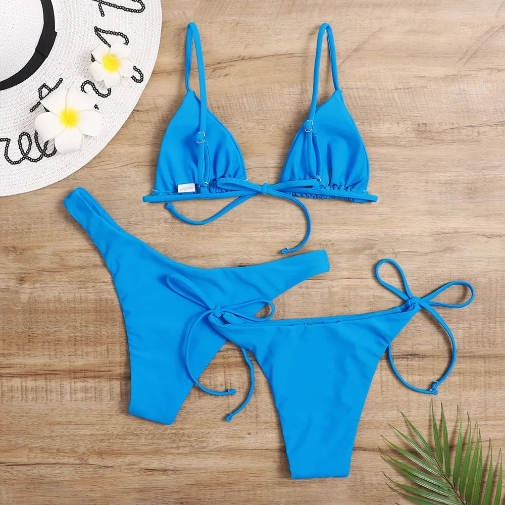 Bikini 3 Pièces Bandage Push-Up