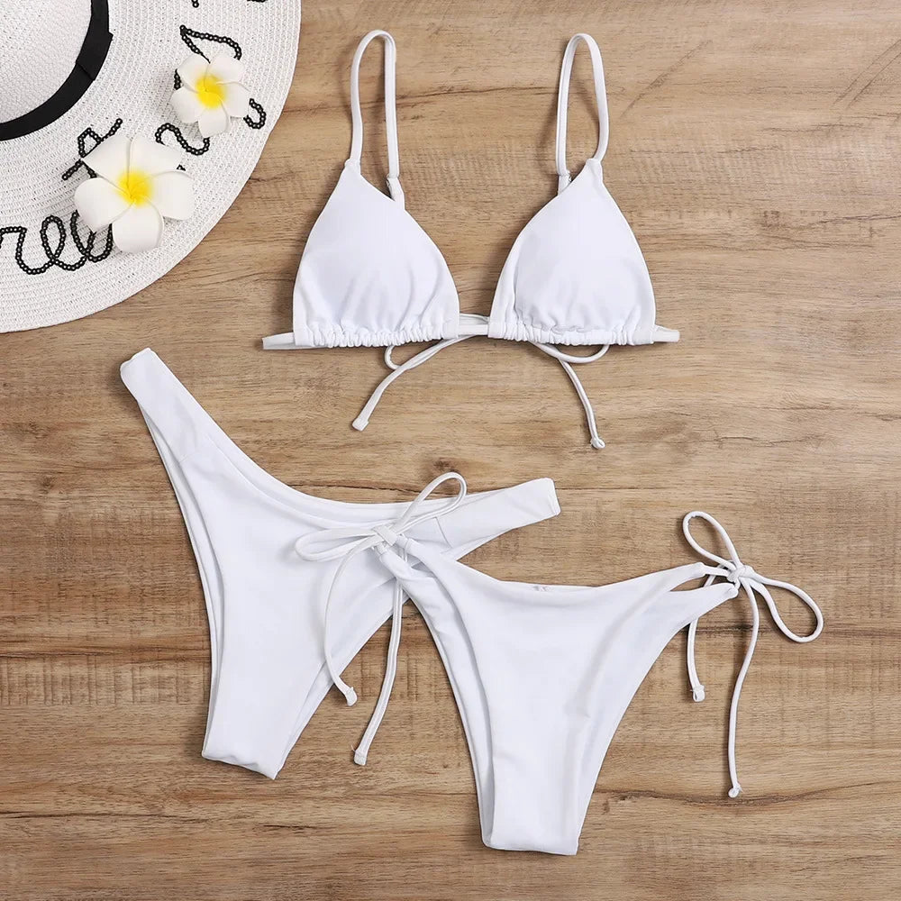 Bikini 3 Pièces Bandage Push-Up