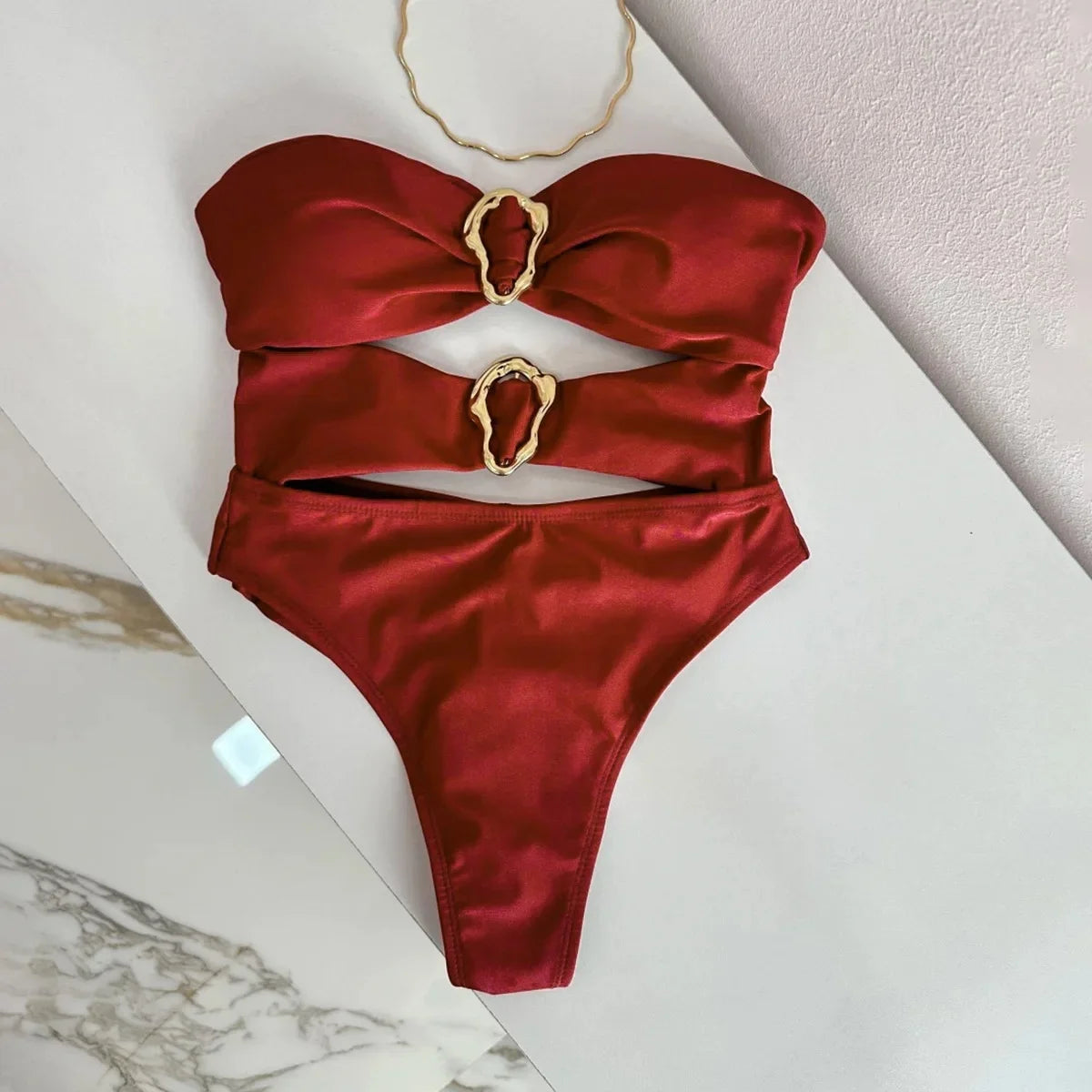 Monokini Anneaux Dorés