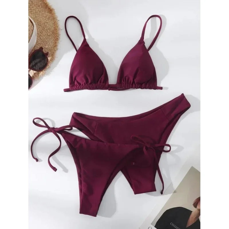 Bikini 3 Pièces Bandage Push-Up