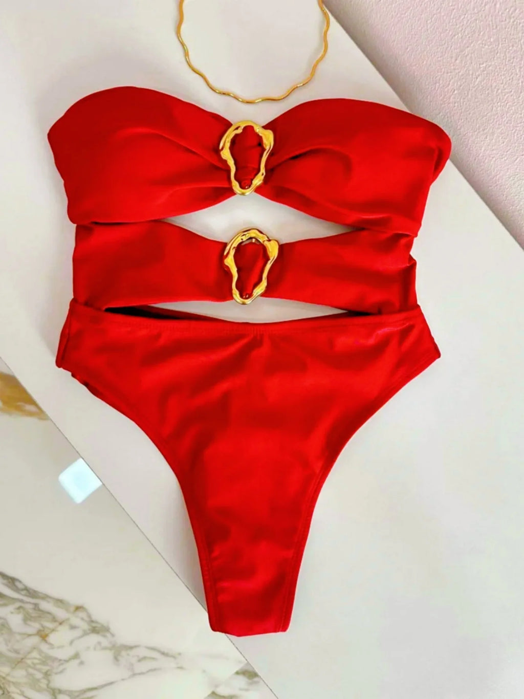 Monokini Anneaux Dorés
