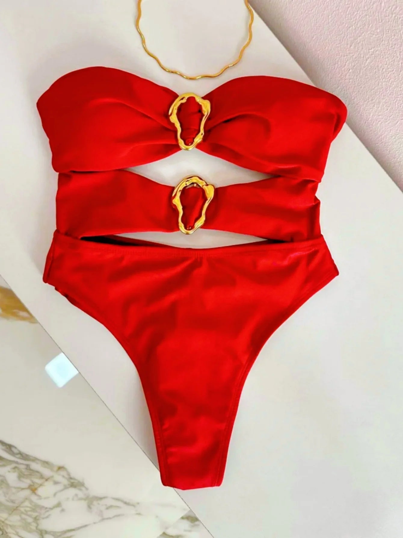 Monokini Anneaux Dorés