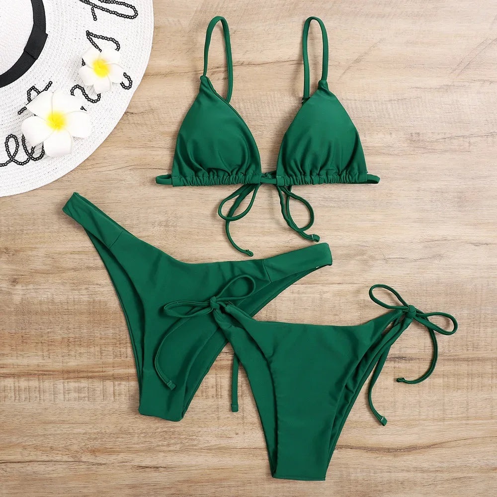 Bikini 3 Pièces Bandage Push-Up
