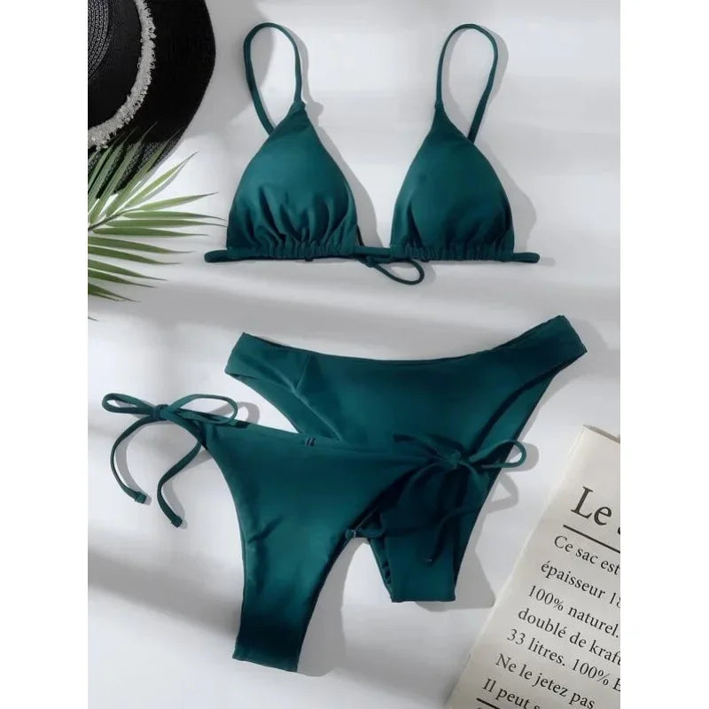 Bikini 3 Pièces Bandage Push-Up