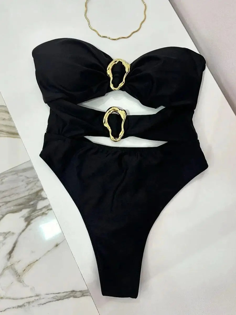 Monokini Anneaux Dorés