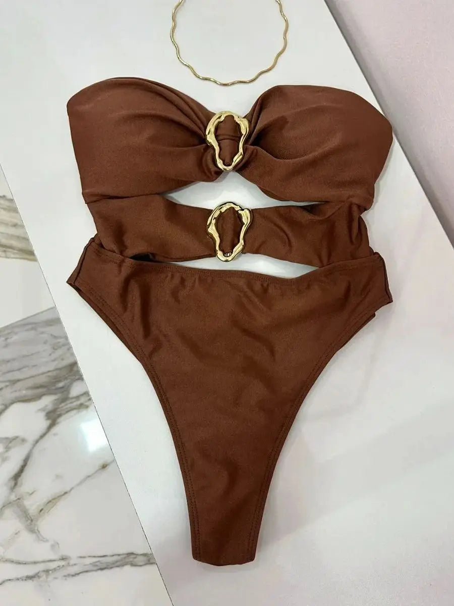Monokini Anneaux Dorés