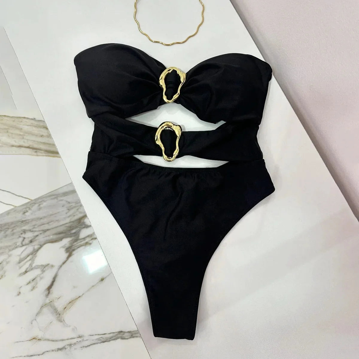 Monokini Anneaux Dorés