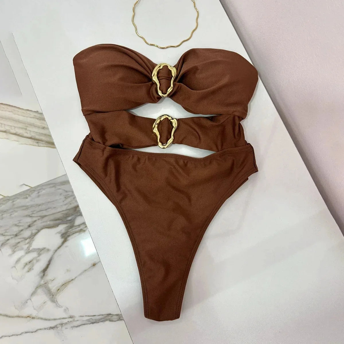 Monokini Anneaux Dorés