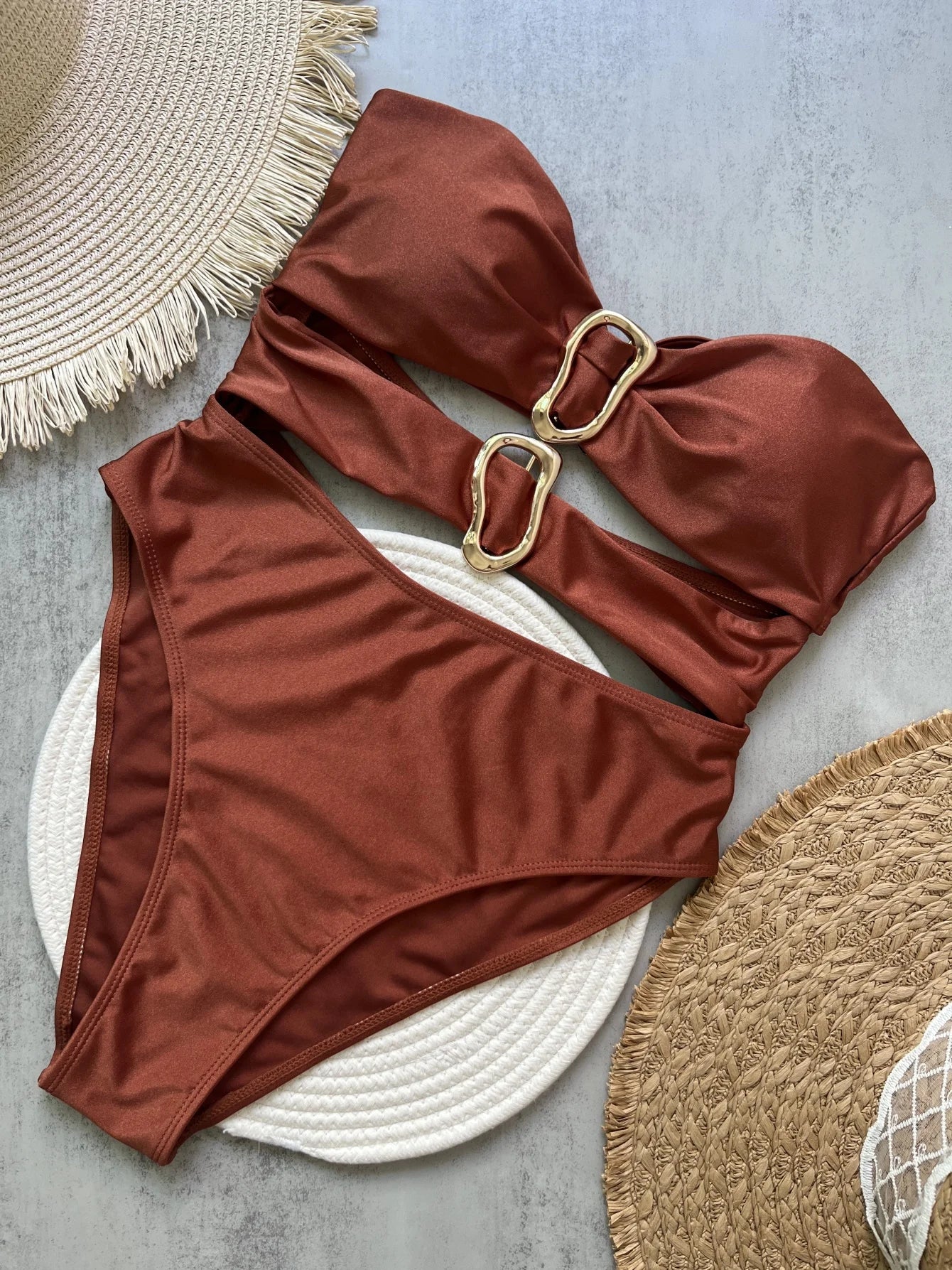 Monokini Anneaux Dorés