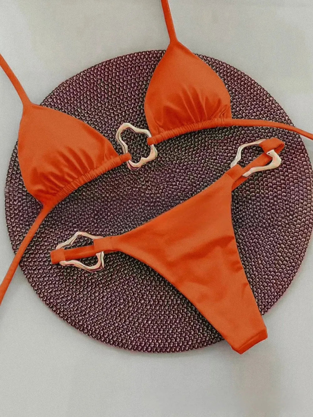 Bikini Lacets Couleur Unie