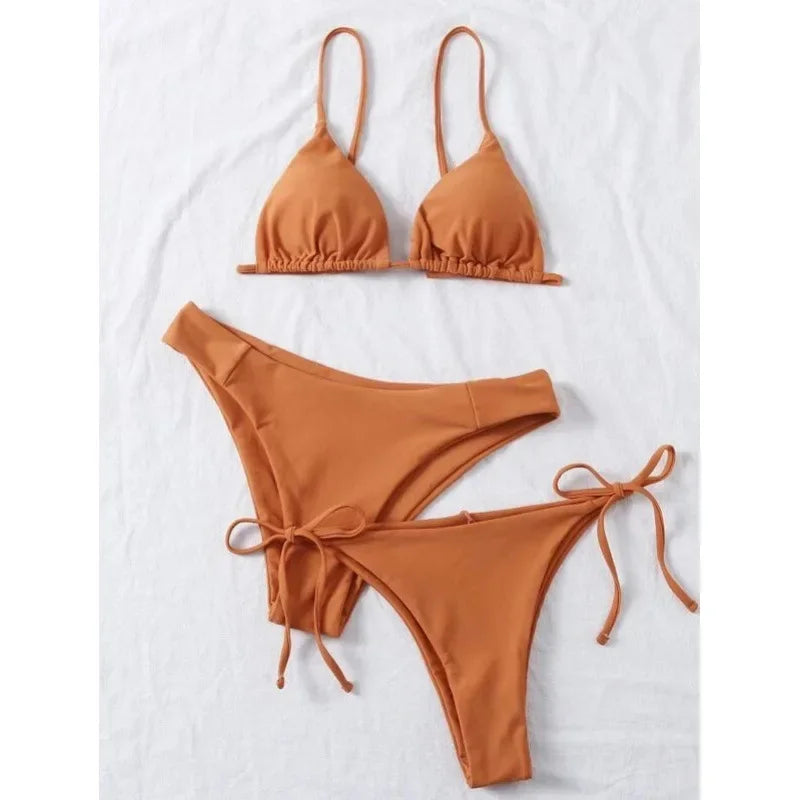 Bikini 3 Pièces Bandage Push-Up