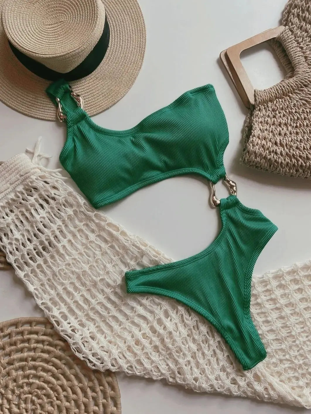 Monokini Une Épaule Côtelé