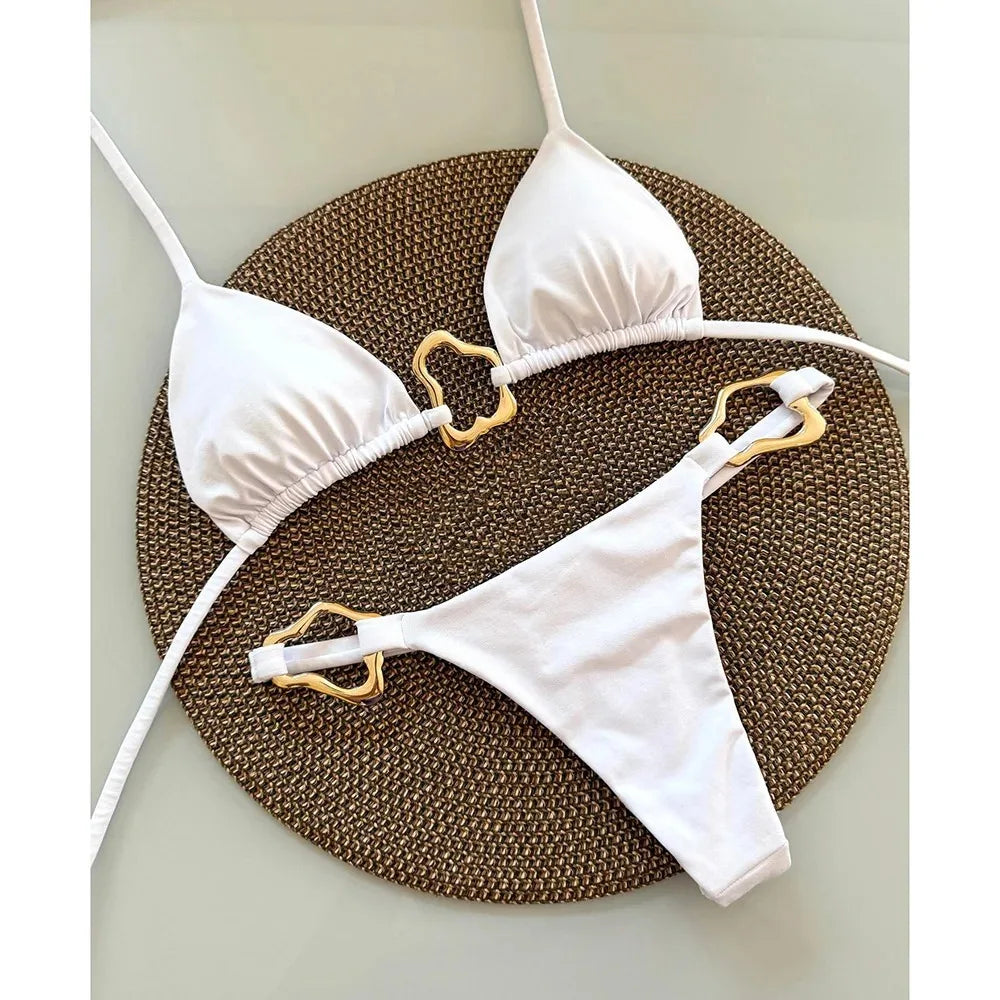 Bikini Lacets Couleur Unie